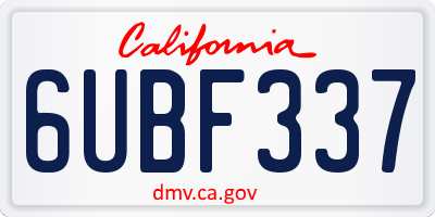 CA license plate 6UBF337