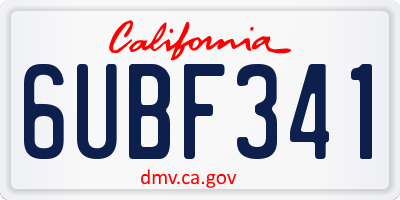 CA license plate 6UBF341