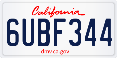 CA license plate 6UBF344