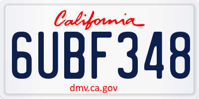 CA license plate 6UBF348