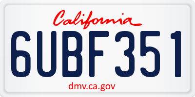 CA license plate 6UBF351