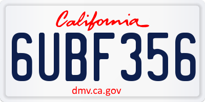 CA license plate 6UBF356