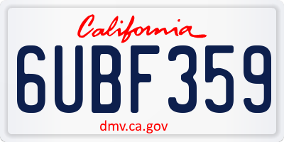 CA license plate 6UBF359