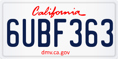 CA license plate 6UBF363