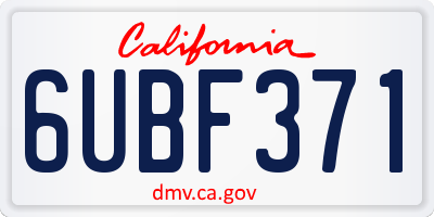 CA license plate 6UBF371
