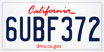 CA license plate 6UBF372