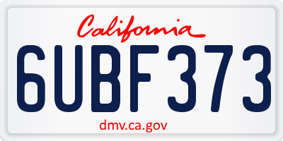 CA license plate 6UBF373