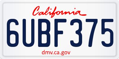 CA license plate 6UBF375