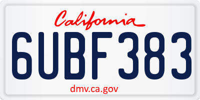 CA license plate 6UBF383