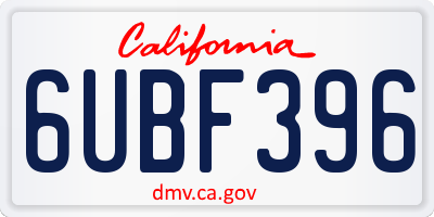 CA license plate 6UBF396