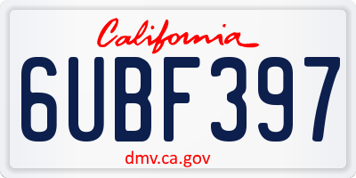 CA license plate 6UBF397