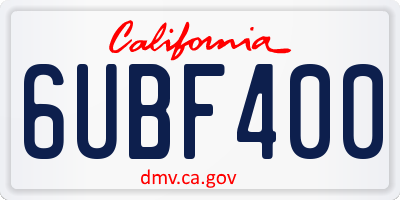 CA license plate 6UBF400