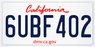 CA license plate 6UBF402