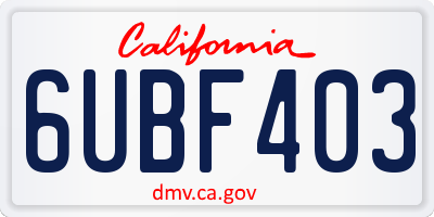 CA license plate 6UBF403
