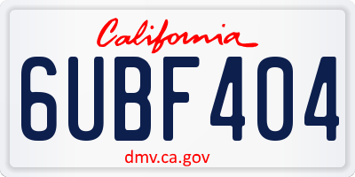 CA license plate 6UBF404