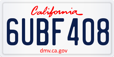 CA license plate 6UBF408