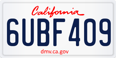 CA license plate 6UBF409