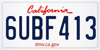 CA license plate 6UBF413