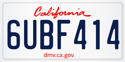 CA license plate 6UBF414