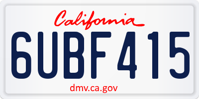 CA license plate 6UBF415