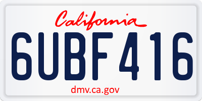 CA license plate 6UBF416