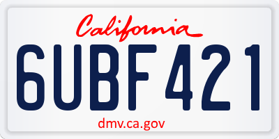 CA license plate 6UBF421