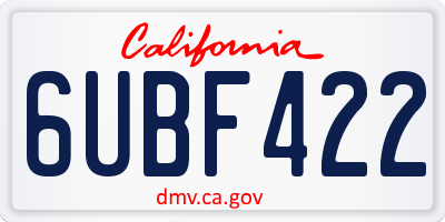 CA license plate 6UBF422