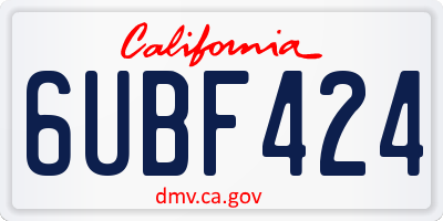CA license plate 6UBF424