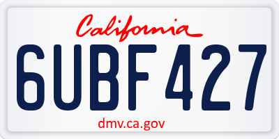 CA license plate 6UBF427