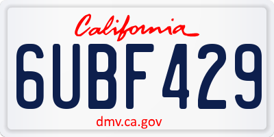 CA license plate 6UBF429