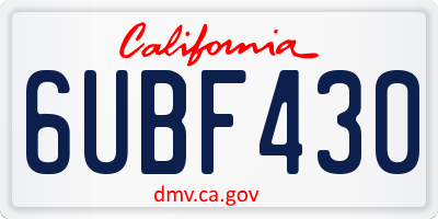 CA license plate 6UBF430