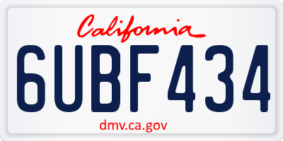 CA license plate 6UBF434