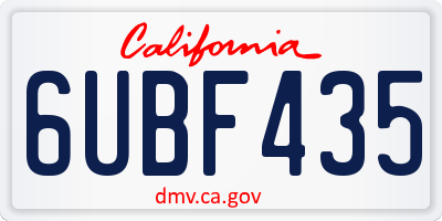 CA license plate 6UBF435