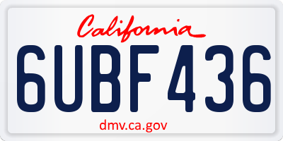 CA license plate 6UBF436