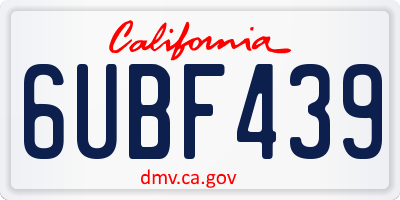 CA license plate 6UBF439