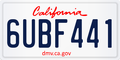 CA license plate 6UBF441