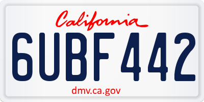 CA license plate 6UBF442