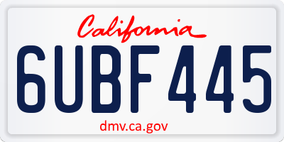 CA license plate 6UBF445