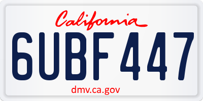 CA license plate 6UBF447
