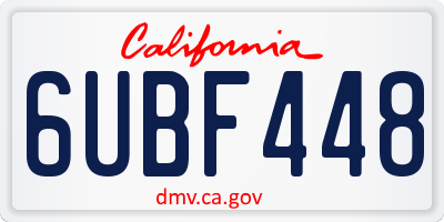 CA license plate 6UBF448