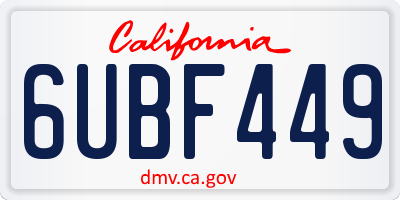 CA license plate 6UBF449