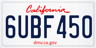 CA license plate 6UBF450