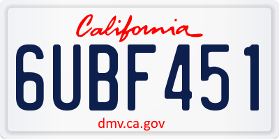 CA license plate 6UBF451