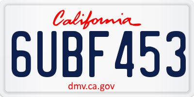 CA license plate 6UBF453