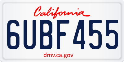 CA license plate 6UBF455