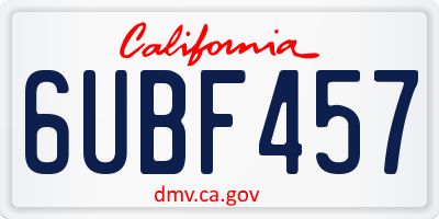 CA license plate 6UBF457