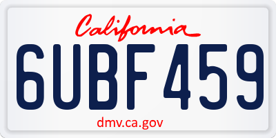 CA license plate 6UBF459