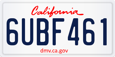 CA license plate 6UBF461