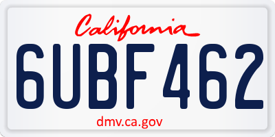 CA license plate 6UBF462
