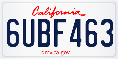 CA license plate 6UBF463